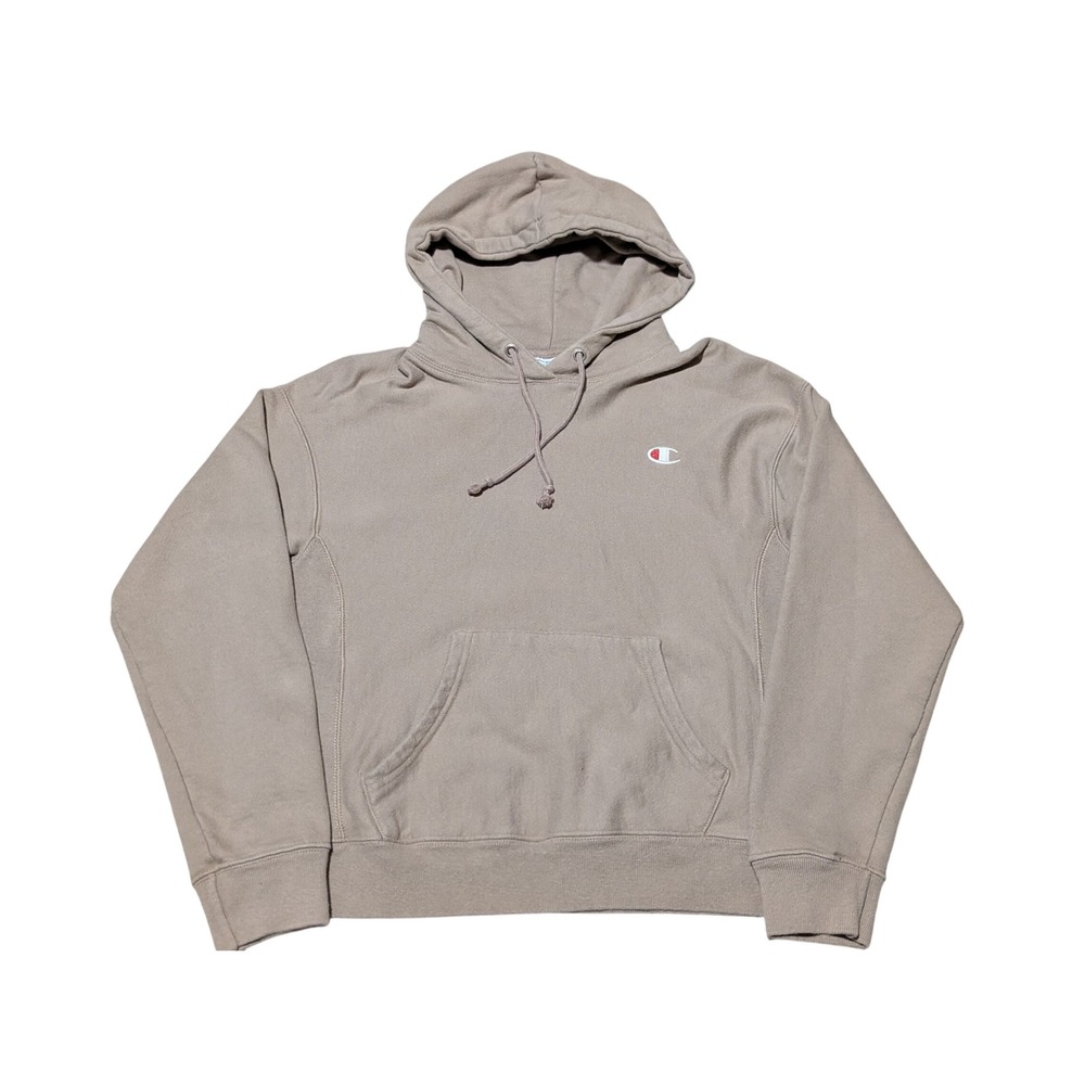 Champion Hoodie Mens M Tan Reverse Weave Sweatshirt C Logo Earth Tone Pullover